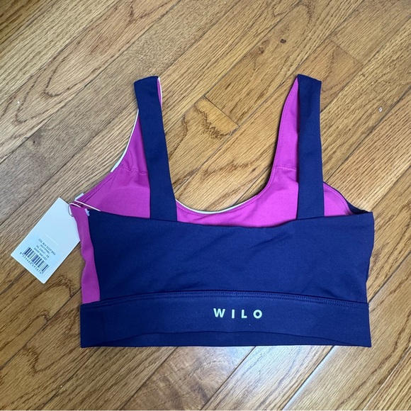 Wilo Color Block Scoop Sports Bra Navy Pink XS NEW - Picture 5 of 9